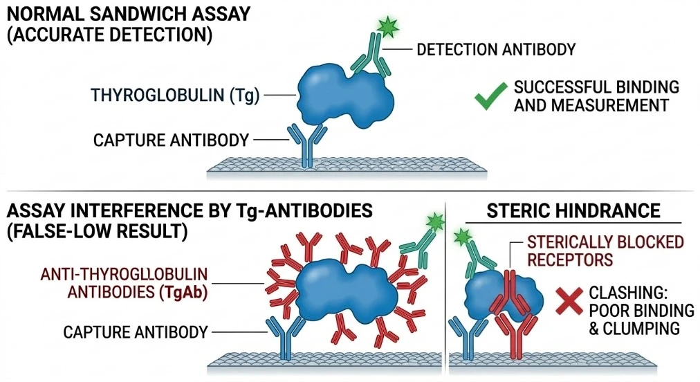 Mechanismus der TgAb-Interferenz im Sandwich-Assay